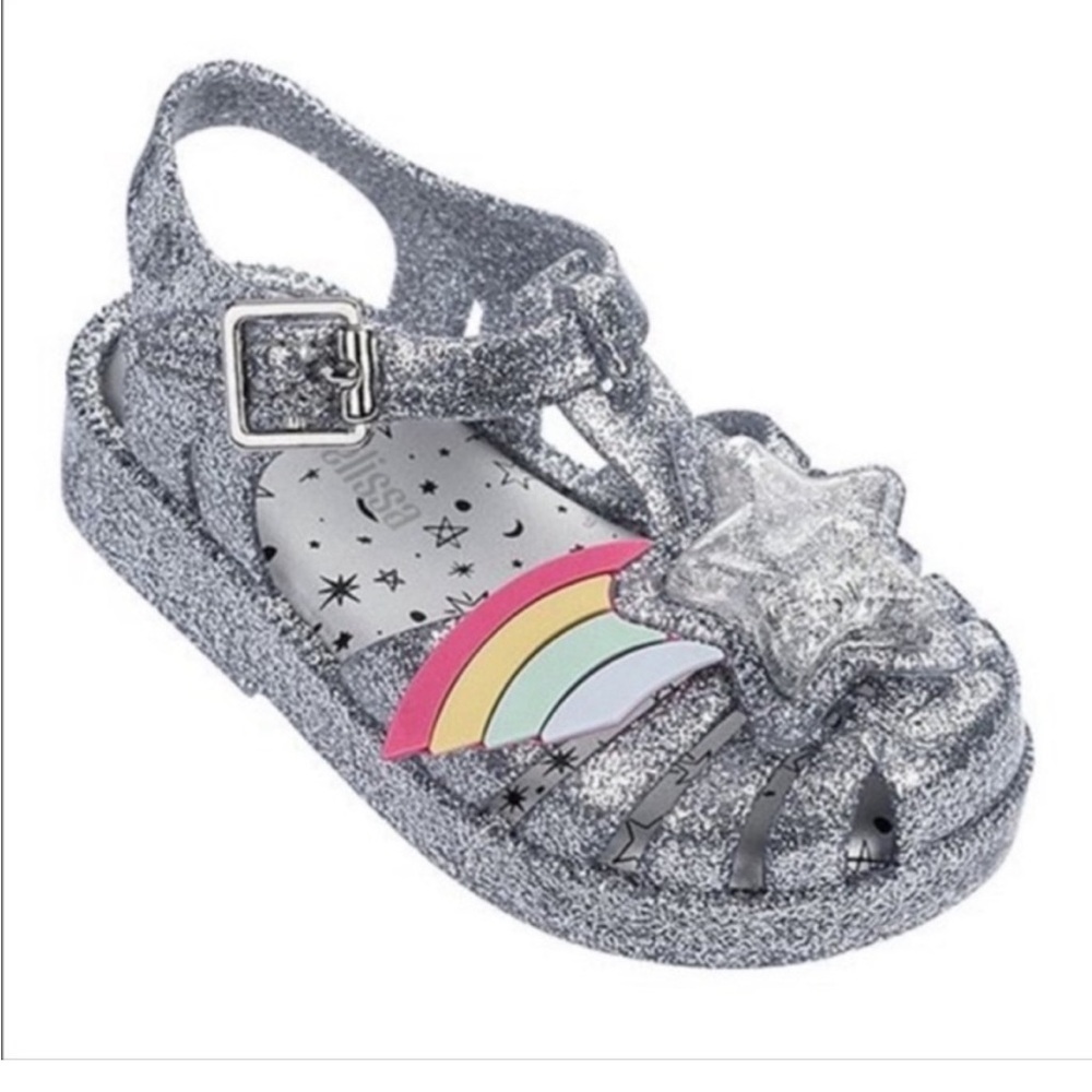 Mini Melissa possession shooting star rainbow jelly sandals size 7